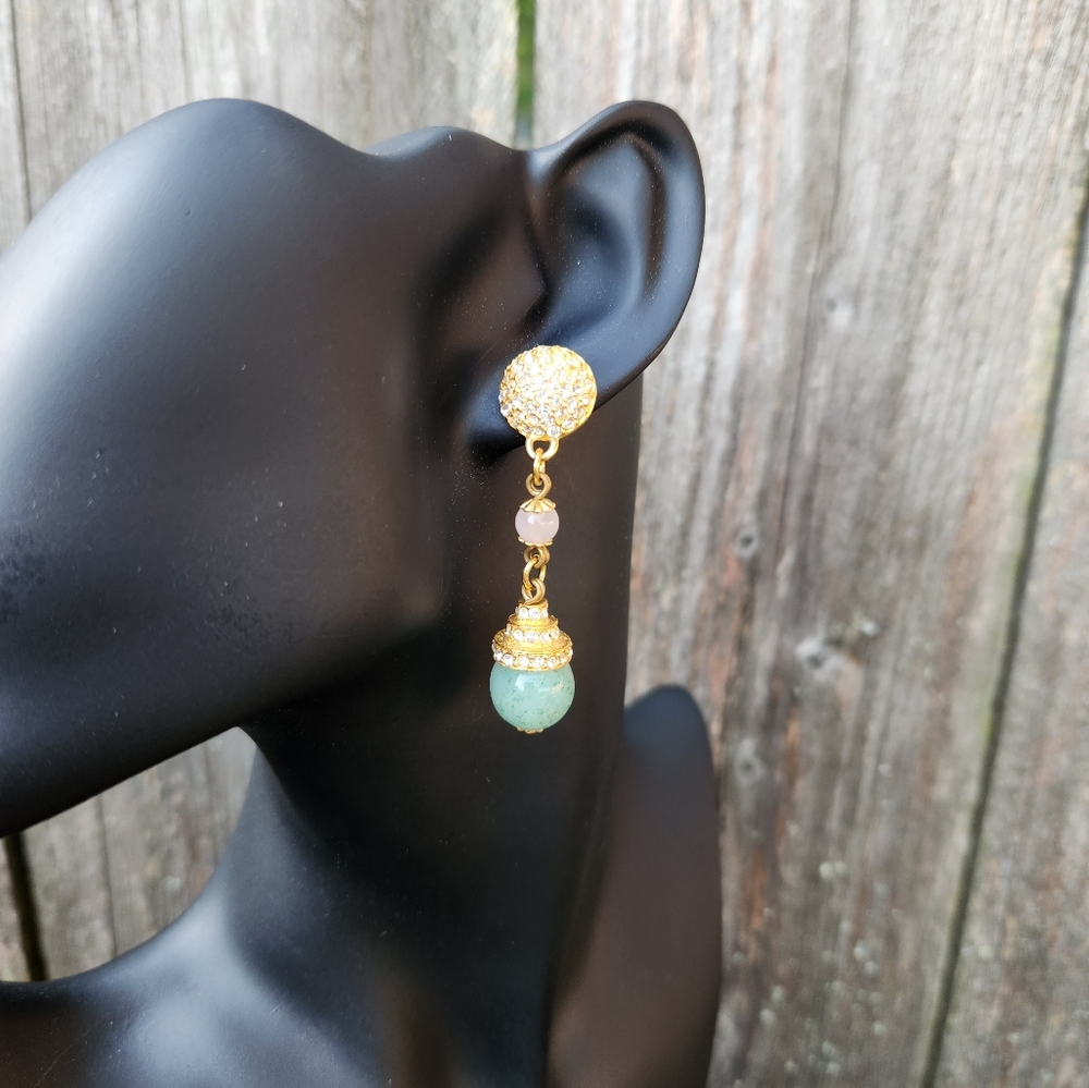 Beautiful drop pierced earrings with rhinestones